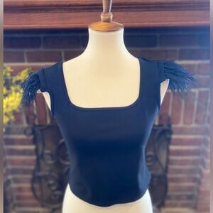 NWT Petalo black shoulder feather tank